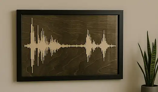 layered wood soundwave art