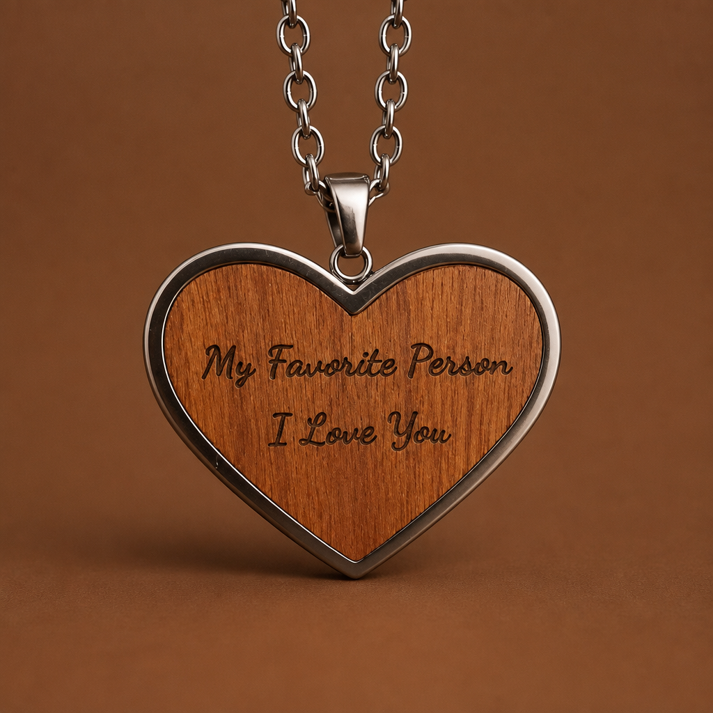 Playable text-only heart necklace