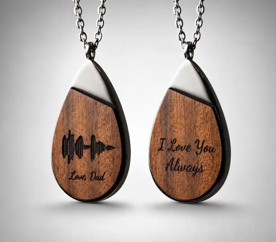 Teardrop playable voice recording necklace