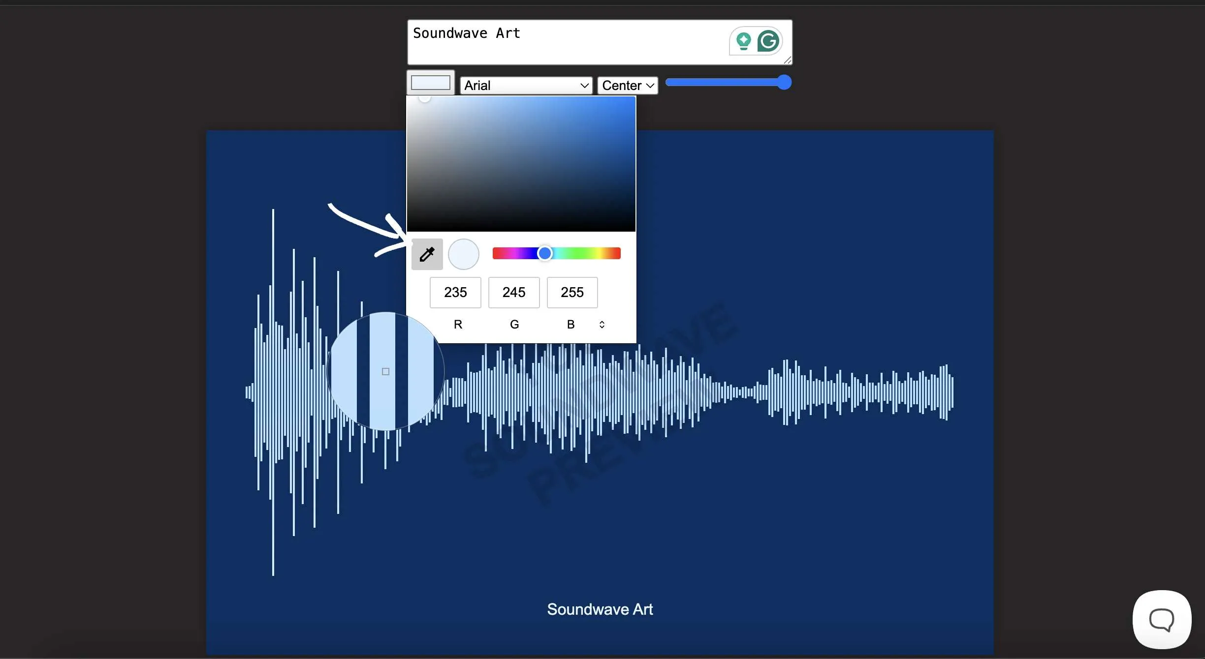 Adding personalized text to a Soundwave artwork design