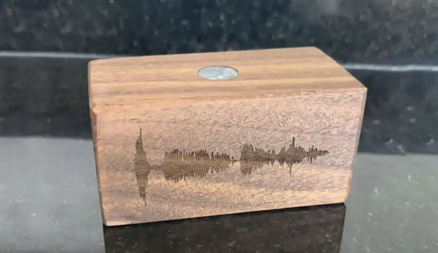 Handcrafted Walnut Bar Soundwave Art
